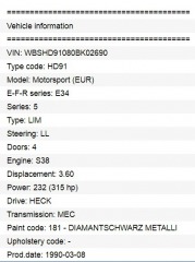BMW M5 E34 M5 1990 prodáno 1990